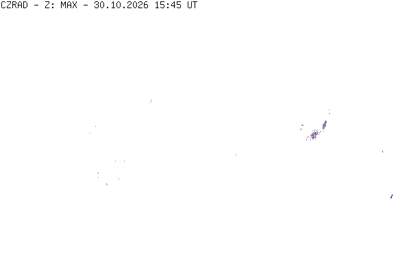 Meteoradar - aktuální srážky 2026-10-30 16:45:00