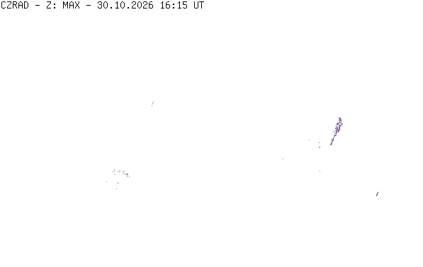 Meteoradar - aktuální srážky 2026-10-30 17:15:00