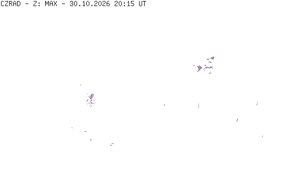 Meteoradar - aktuální srážky 2026-10-30 21:15:00