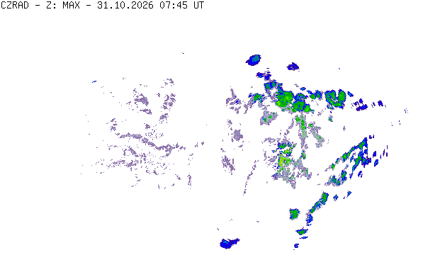 Meteoradar - aktuální srážky 2026-10-31 08:45:00