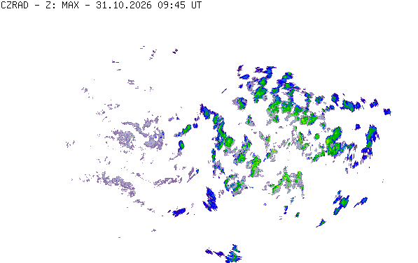 Meteoradar - aktuální srážky 2026-10-31 10:45:00