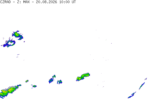 Meteoradar - aktuální srážky 2026-08-20 12:00:00