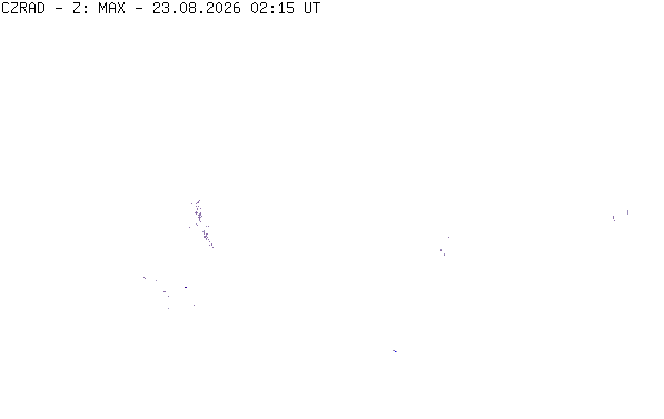 Meteoradar - aktuální srážky 2026-08-23 04:15:00