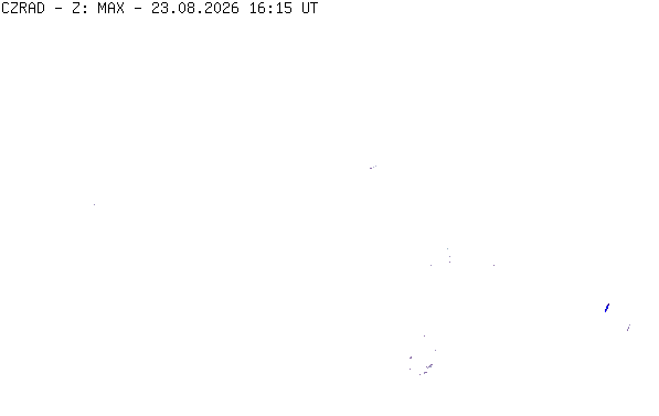 Meteoradar - aktuální srážky 2026-08-23 18:15:00