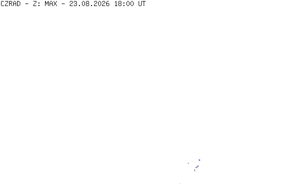 Meteoradar - aktuální srážky 2026-08-23 20:00:00