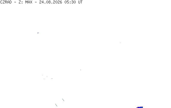 Meteoradar - aktuální srážky 2026-08-24 07:30:00