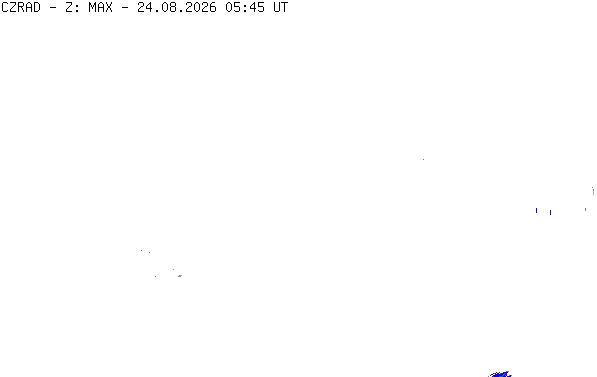 Meteoradar - aktuální srážky 2026-08-24 07:45:00