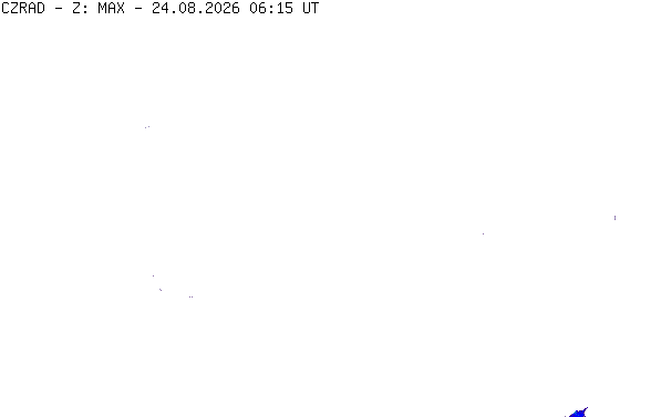 Meteoradar - aktuální srážky 2026-08-24 08:15:00