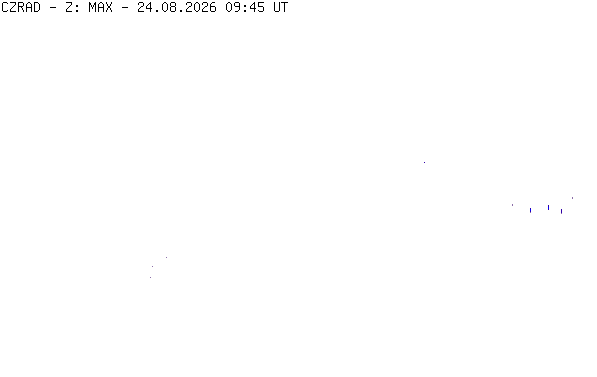 Meteoradar - aktuální srážky 2026-08-24 11:45:00