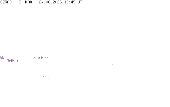 Meteoradar - aktuální srážky 2026-08-24 17:45:00