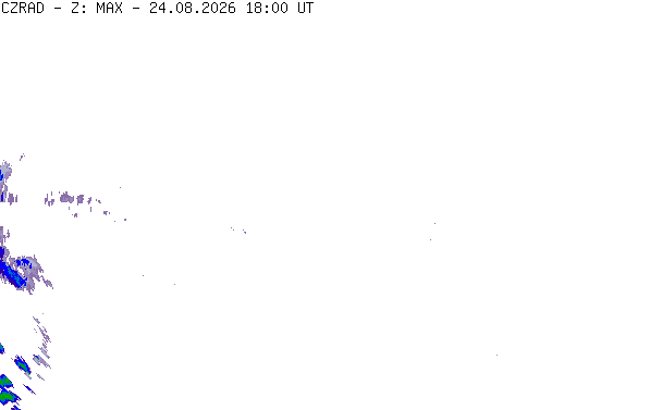 Meteoradar - aktuální srážky 2026-08-24 20:00:00