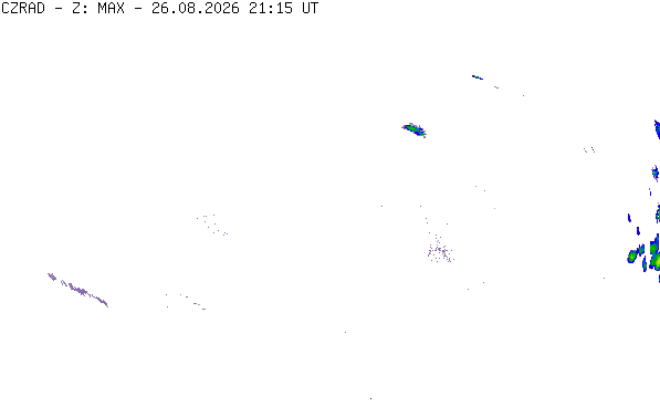 Meteoradar - aktuální srážky 2026-08-26 23:15:00