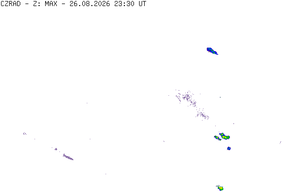 Meteoradar - aktuální srážky 2026-08-27 01:30:00