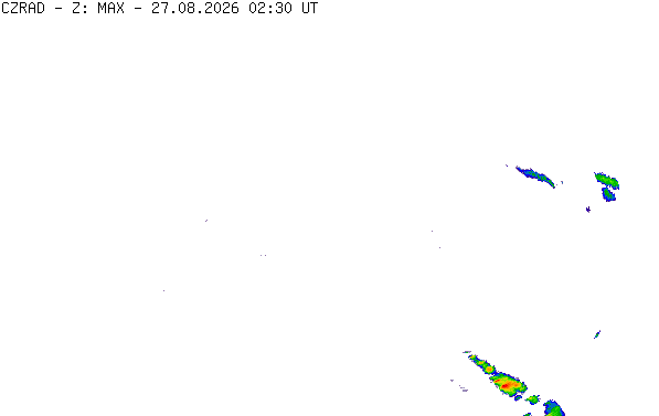 Meteoradar - aktuální srážky 2026-08-27 04:30:00