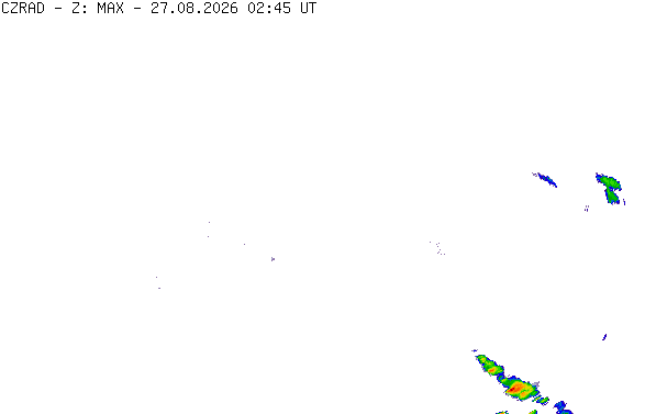 Meteoradar - aktuální srážky 2026-08-27 04:45:00