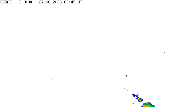 Meteoradar - aktuální srážky 2026-08-27 05:45:00