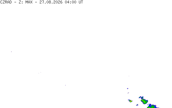 Meteoradar - aktuální srážky 2026-08-27 06:00:00