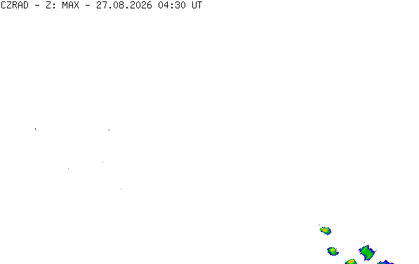 Meteoradar - aktuální srážky 2026-08-27 06:30:00