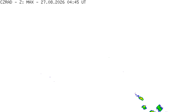 Meteoradar - aktuální srážky 2026-08-27 06:45:00