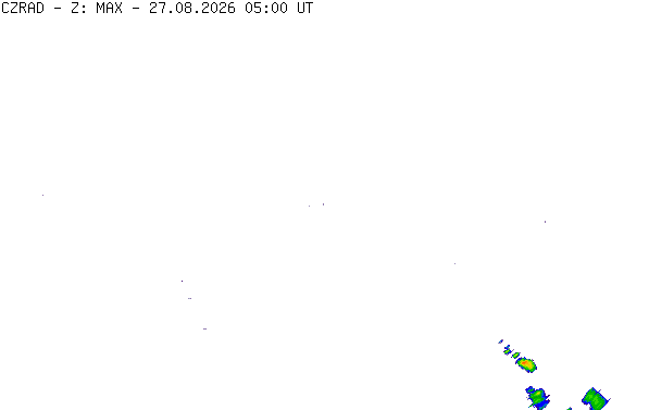 Meteoradar - aktuální srážky 2026-08-27 07:00:00