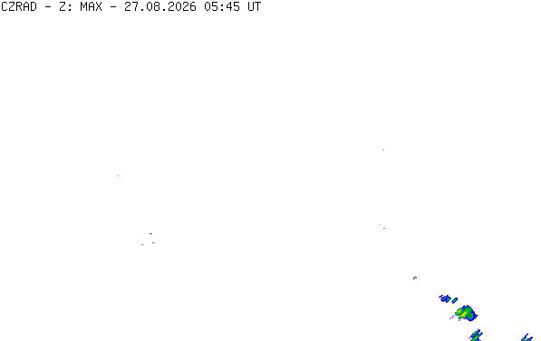 Meteoradar - aktuální srážky 2026-08-27 07:45:00