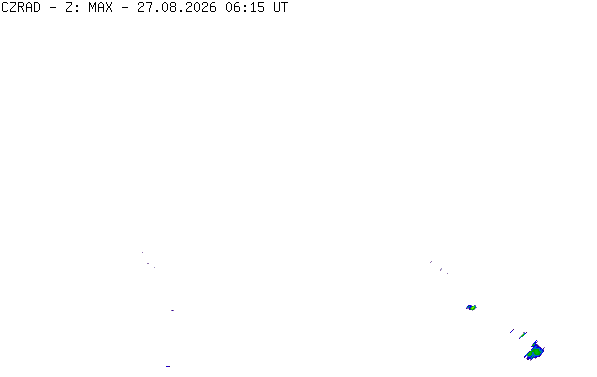 Meteoradar - aktuální srážky 2026-08-27 08:15:00