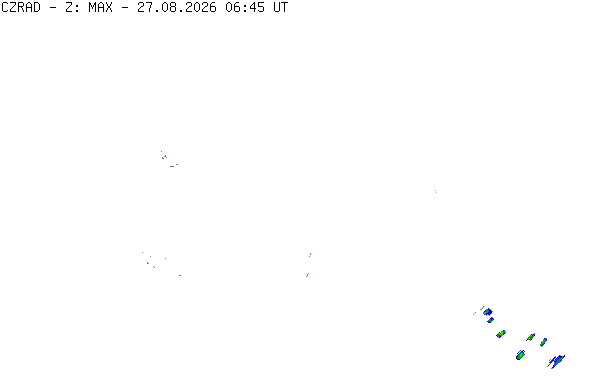Meteoradar - aktuální srážky 2026-08-27 08:45:00