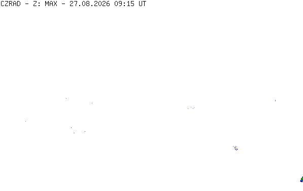 Meteoradar - aktuální srážky 2026-08-27 11:15:00