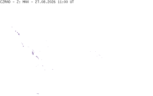 Meteoradar - aktuální srážky 2026-08-27 13:00:00