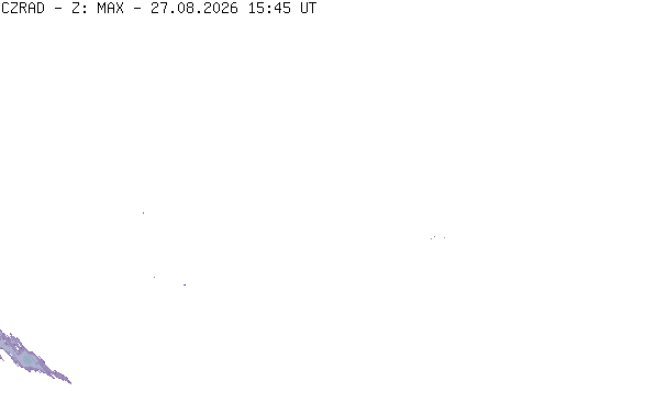 Meteoradar - aktuální srážky 2026-08-27 17:45:00