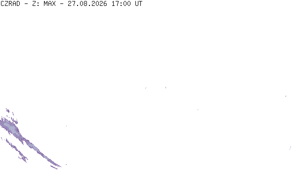 Meteoradar - aktuální srážky 2026-08-27 19:00:00