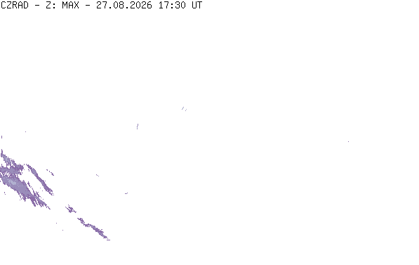 Meteoradar - aktuální srážky 2026-08-27 19:30:00