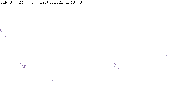 Meteoradar - aktuální srážky 2026-08-27 21:30:00