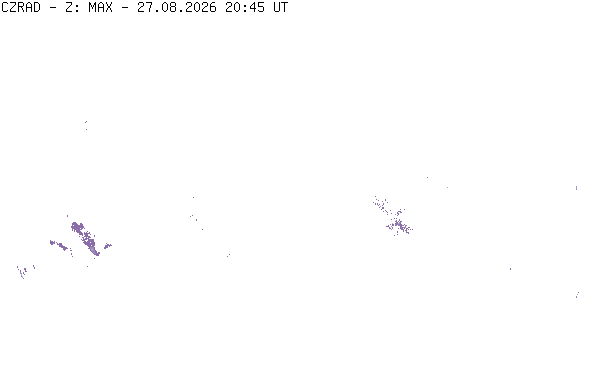 Meteoradar - aktuální srážky 2026-08-27 22:45:00