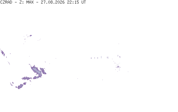 Meteoradar - aktuální srážky 2026-08-28 00:15:00