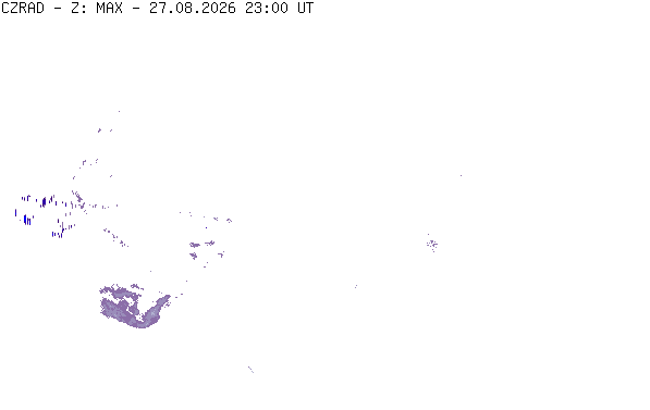 Meteoradar - aktuální srážky 2026-08-28 01:00:00