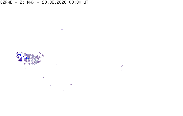 Meteoradar - aktuální srážky 2026-08-28 02:00:00