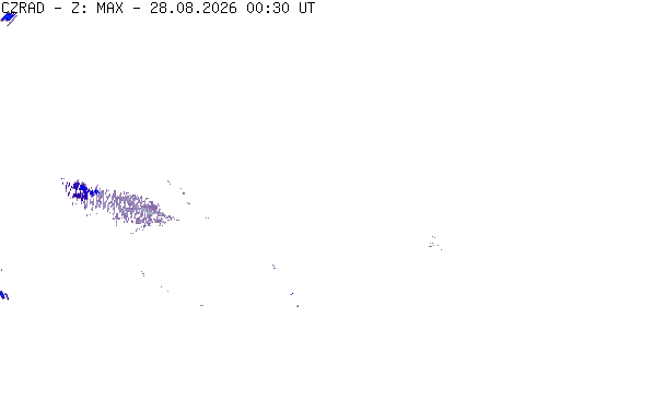 Meteoradar - aktuální srážky 2026-08-28 02:30:00