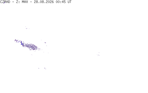 Meteoradar - aktuální srážky 2026-08-28 02:45:00