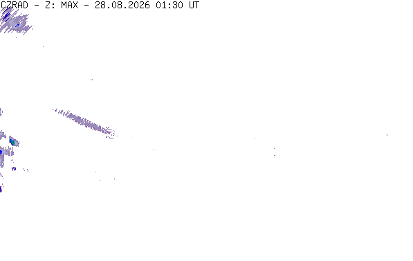 Meteoradar - aktuální srážky 2026-08-28 03:30:00