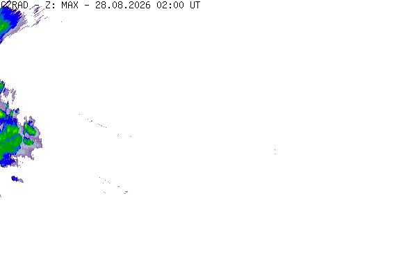 Meteoradar - aktuální srážky 2026-08-28 04:00:00