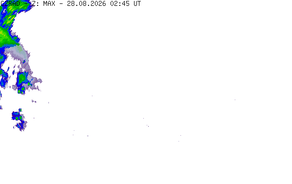 Meteoradar - aktuální srážky 2026-08-28 04:45:00