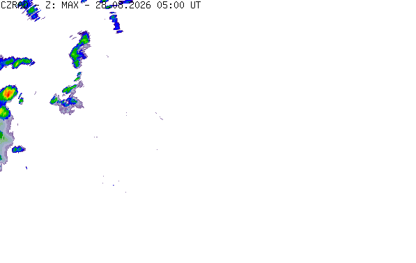 Meteoradar - aktuální srážky 2026-08-28 07:00:00