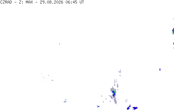 Meteoradar - aktuální srážky 2026-08-29 08:45:00