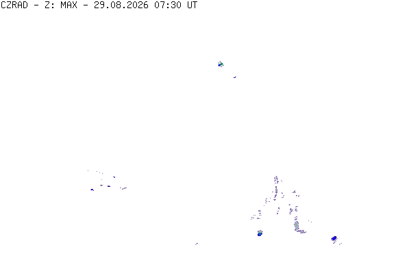 Meteoradar - aktuální srážky 2026-08-29 09:30:00