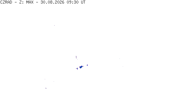 Meteoradar - aktuální srážky 2026-08-30 11:30:00