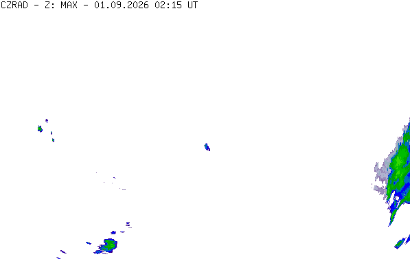 Meteoradar - aktuální srážky 2026-09-01 04:15:00