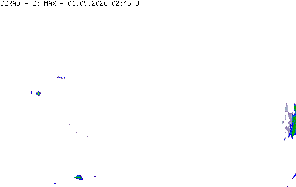 Meteoradar - aktuální srážky 2026-09-01 04:45:00