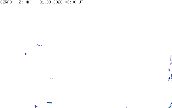 Meteoradar - aktuální srážky 2026-09-01 05:00:00