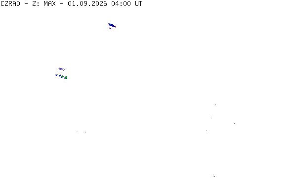 Meteoradar - aktuální srážky 2026-09-01 06:00:00